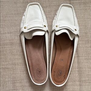 Circa by Joan and David off white leather mule loafers Classic preppy casual